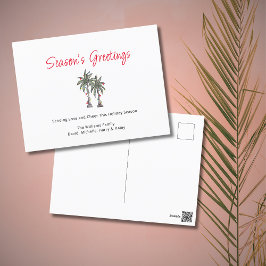 Tropische Eenvoudige Palmbomen Strand Kerstmis Feestdagenkaart