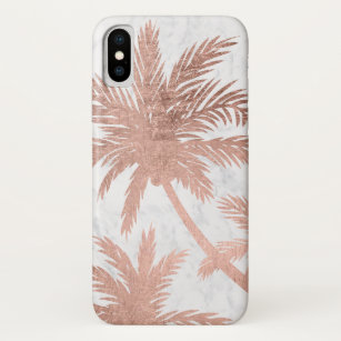Tropische, eenvoudige roos goudpalmen witte marmer Case-Mate iPhone case