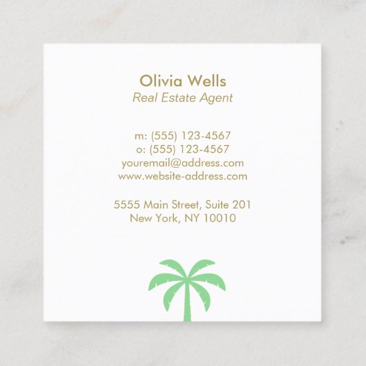 Tropische eigenschappen Palm Tree Square Calling C Contactkaartje (Achterkant)