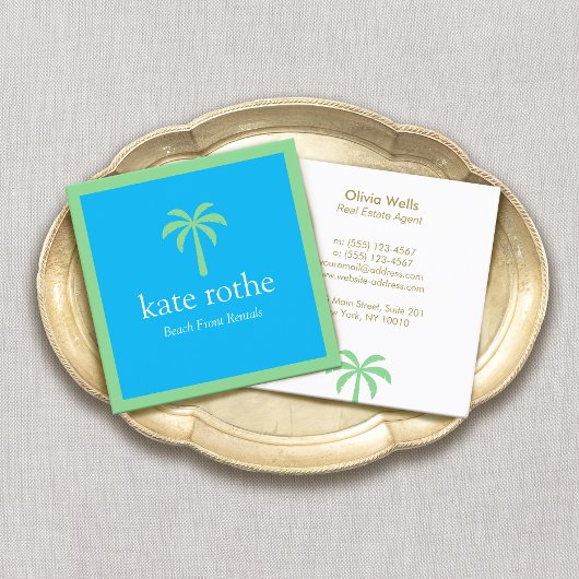 Tropische eigenschappen Palm Tree Square Calling C Contactkaartje