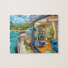 Tropische eiland boot puzzel