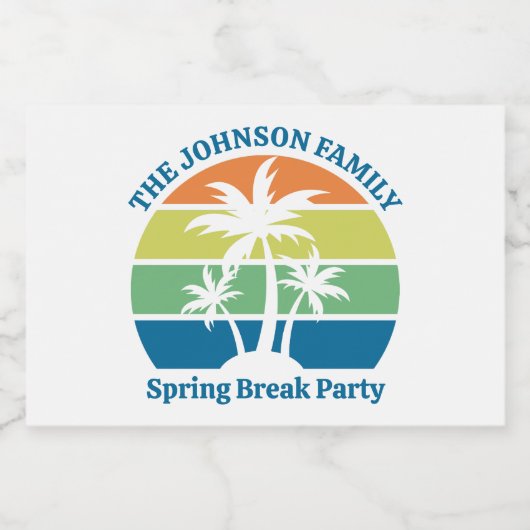  Tropische Eiland Palmbomen Party Mini Sparkling Wijnetiket (Enkel label)