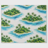 Tropische Eiland Palmboom Cadeaupapier (Vlak)