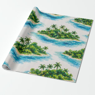 Tropische Eiland Palmboom Cadeaupapier