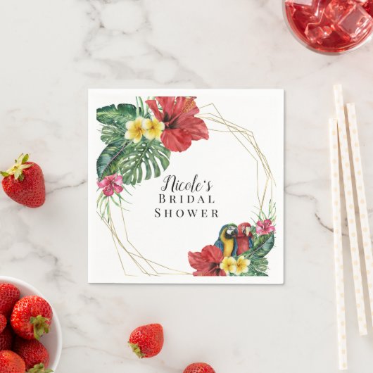 Tropische Eiland Paradijs Vogels Bloemrijk Botanis Servet (Insitu)