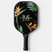 Tropische eilanden Floral Monogram Script Black Go Pickleball Paddle (Achterkant)