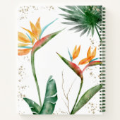 Tropische eilanden Floral Monogram Script Gold Whi Notitieboek (Achterkant)