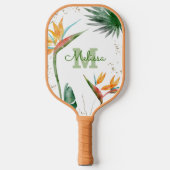 Tropische eilanden Floral Monogram Script White Go Pickleball Paddle (Voorkant)
