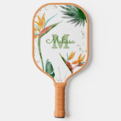 Tropische eilanden Floral Monogram Script White Go Pickleball Paddle (Achterkant)