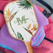 Tropische eilanden Floral Monogram Script White Go Pickleball Paddle