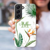 Tropische eilanden Floral Monogram Script White Go Samsung Galaxy Hoesje