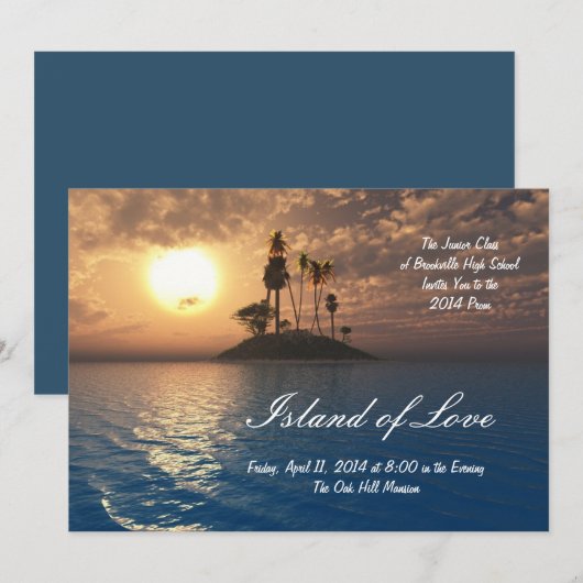 Tropische eilanden Palm Prom-uitnodiging Kaart (Voorkant / Achterkant)