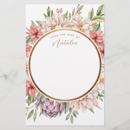 Tropische eilanden Pastel Floral, gepersonaliseerd Briefpapier (Voorkant)
