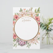 Tropische eilanden Pastel Floral, gepersonaliseerd Briefpapier (Staand voorkant)
