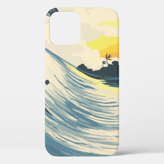 Tropische eilandgolf en surfer bij zonsondergang Case-Mate iPhone case (Achterkant)