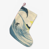 Tropische eilandgolf en surfer bij zonsondergang kleine kerstsok (Voorkant (Hangend))