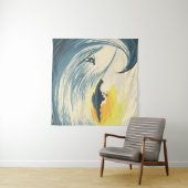 Tropische eilandgolf en surfer bij zonsondergang wandkleed (In Situ (horizontaal))