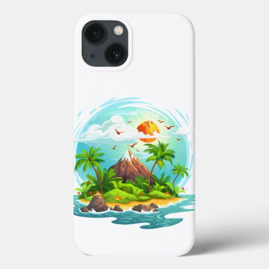 Tropische eilandillustratie met Uitzicht van de oc Case-Mate iPhone Case (Achterkant)