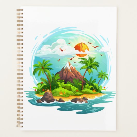 Tropische eilandillustratie met Uitzicht van de oc Planner (Voorkant)