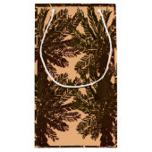 tropische eilandpalmbladeren bruin en groen klein cadeauzakje (Achterkant)