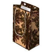 tropische eilandpalmbladeren bruin en groen klein cadeauzakje (Voorkant Gekanteld)