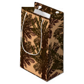 tropische eilandpalmbladeren bruin en groen klein cadeauzakje (Achterkant Gekanteld)