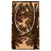 tropische eilandpalmbladeren bruin en groen klein cadeauzakje (Voorkant)