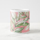 Tropische eilandroze, Blush, Green Floral Grote Koffiekop (Voorkant)