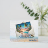 Tropische eilandscène in envelop briefkaart (Staand voorkant)