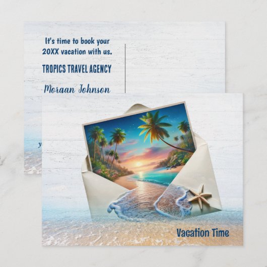 Tropische eilandscène in envelop briefkaart (Voorkant / Achterkant)