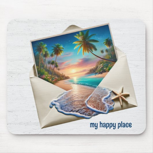 Tropische eilandscène in envelop muismat (Voorkant)