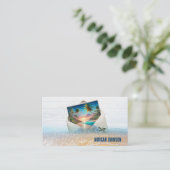 Tropische eilandscène in envelop visitekaartje (Staand voorkant)