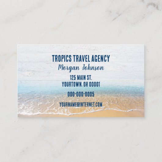 Tropische eilandscène in envelop visitekaartje (Achterkant)