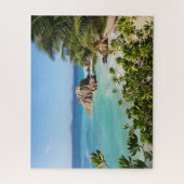 Tropische eilandstrand Rocks Palm Trees Legpuzzel (Verticaal)