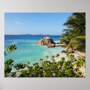 Tropische eilandstrand Rocks & Palm Trees Poster