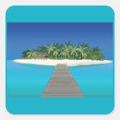 Tropische eilandvakantie vierkante sticker (Voorkant)