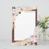 tropische elegant floral Monogram Briefpapier (Staand voorkant)