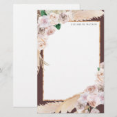 tropische elegant floral Monogram Briefpapier (Voorkant / Achterkant)