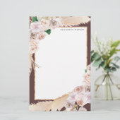 tropische elegant floral Monogram Briefpapier (Staand voorkant)