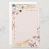 tropische elegant floral Monogram Briefpapier (Voorkant / Achterkant)