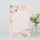 tropische elegant floral Monogram Briefpapier (Staand voorkant)