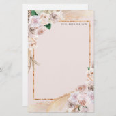 tropische elegant floral Monogram Briefpapier (Voorkant / Achterkant)