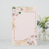 tropische elegant floral Monogram Briefpapier (Staand voorkant)