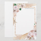 tropische elegant floral Monogram Briefpapier (Voorkant / Achterkant)