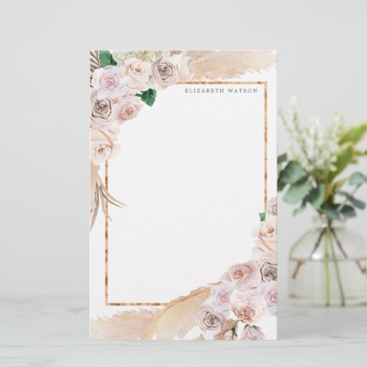 tropische elegant floral Monogram Briefpapier (Staand voorkant)