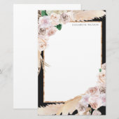 tropische elegant floral Monogram Briefpapier (Voorkant / Achterkant)