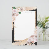 tropische elegant floral Monogram Briefpapier (Staand voorkant)