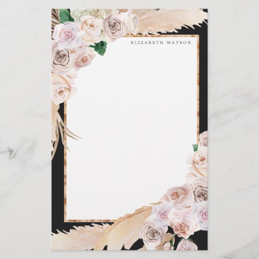 tropische elegant floral Monogram Briefpapier (Voorkant)