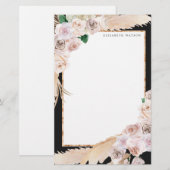 tropische elegant floral Monogram Briefpapier (Voorkant / Achterkant)