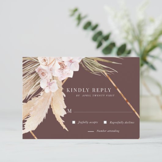 Tropische Elegant Floral RSVP-kaart RSVP Kaartje (Staand voorkant)